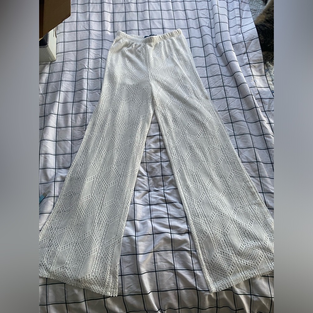 Indigo Rising White Lace Wide Leg Pants Size S